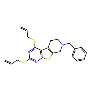 11-benzyl-3,5-bis(prop-2-enylsulfanyl)-8-thia-4,6,11-triazatricyclo[7.4.0.02,7]trideca-1(9),2(7),3,5-tetraene structure