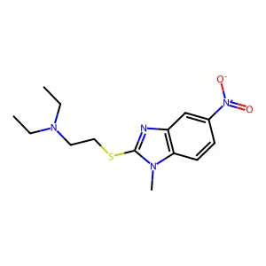 N,N-diethyl-2-(1-methyl-5-nitrobenzimidazol-2-yl)sulfanylethanamine structure