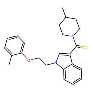 [1-[2-(2-methylphenoxy)ethyl]indol-3-yl]-(4-methylpiperidin-1-yl)methanethione structure