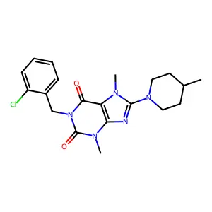 1-[(2-chlorophenyl)methyl]-3,7-dimethyl-8-(4-methylpiperidin-1-yl)purine-2,6-dione structure