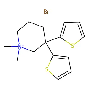 1,1-dimethyl-3,3-dithiophen-2-ylpiperidin-1-ium bromide structure