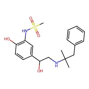 N-[2-hydroxy-5-[1-hydroxy-2-[(2-methyl-1-phenylpropan-2-yl)amino]ethyl]phenyl]methanesulfonamide structure