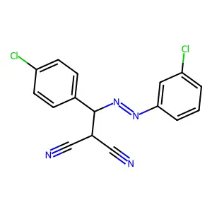 (p-Chlorobenzyl)((m-chlorophenyl)azo)malononitrile structure