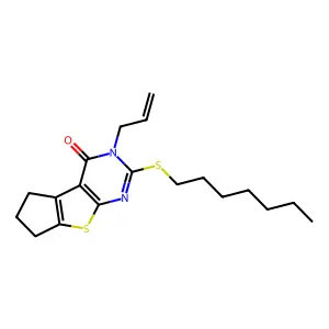 10-heptylsulfanyl-11-prop-2-enyl-7-thia-9,11-diazatricyclo[6.4.0.02,6]dodeca-1(8),2(6),9-trien-12-one structure