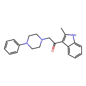 1-(2-methyl-1H-indol-3-yl)-2-(4-phenylpiperazin-1-yl)ethanone structure