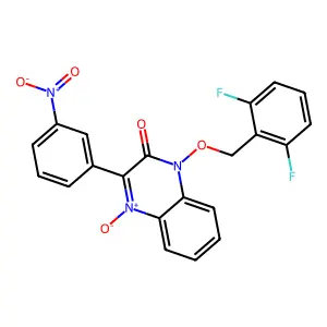 1-[(2,6-difluorophenyl)methoxy]-3-(3-nitrophenyl)-4-oxidoquinoxalin-4-ium-2-one structure