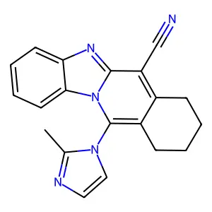 11-(2-methylimidazol-1-yl)-7,8,9,10-tetrahydrobenzimidazolo[1,2-b]isoquinoline-6-carbonitrile structure