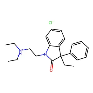 diethyl-[2-(3-ethyl-2-oxo-3-phenylindol-1-yl)ethyl]azanium chloride structure