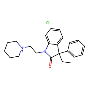 1,3-Dihydro-3-ethyl-3-phenyl-1-(2-(piperidino)ethyl)-2H-indol-2-one hydrochloride structure