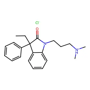 3-(3-ethyl-2-oxo-3-phenylindol-1-yl)propyl-dimethylazanium chloride structure