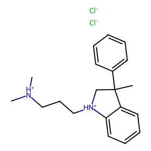 dimethyl-[3-(3-methyl-3-phenyl-1,2-dihydroindol-1-ium-1-yl)propyl]azanium dichloride structure