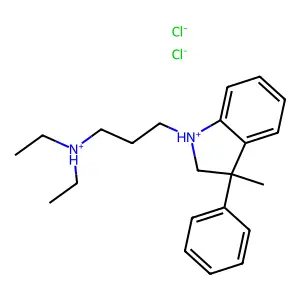 diethyl-[3-(3-methyl-3-phenyl-1,2-dihydroindol-1-ium-1-yl)propyl]azanium dichloride structure
