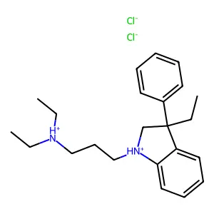 diethyl-[3-(3-ethyl-3-phenyl-1,2-dihydroindol-1-ium-1-yl)propyl]azanium dichloride structure
