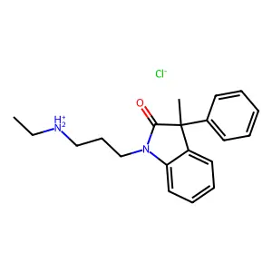 ethyl-[3-(3-methyl-2-oxo-3-phenylindol-1-yl)propyl]azanium chloride structure