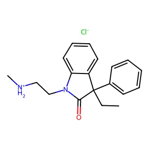 1,3-Dihydro-3-ethyl-1-(2-(methylamino)ethyl)-3-phenyl-2H-indol-2-one monohydrochloride structure