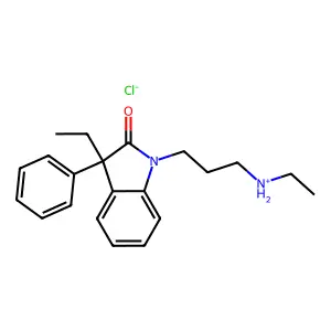 ethyl-[3-(3-ethyl-2-oxo-3-phenylindol-1-yl)propyl]azanium chloride structure