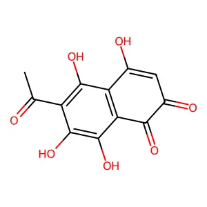 6-acetyl-4,5,7,8-tetrahydroxynaphthalene-1,2-dione structure