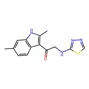 1-(2,6-dimethyl-1H-indol-3-yl)-2-(1,3,4-thiadiazol-2-ylamino)ethanone structure