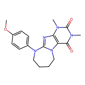 10-(4-methoxyphenyl)-1,3-dimethyl-7,8,9,10-tetrahydro-1H-[1,3]diazepino[2,1-f]purine-2,4(3H,6H)-dione structure
