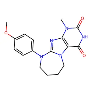 10-(4-methoxyphenyl)-1-methyl-6,7,8,9-tetrahydropurino[7,8-a][1,3]diazepine-2,4-dione structure