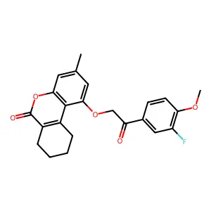 1-[2-(3-fluoro-4-methoxyphenyl)-2-oxoethoxy]-3-methyl-7,8,9,10-tetrahydro-6H-benzo[c]chromen-6-one structure