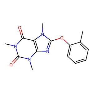 1,3,7-trimethyl-8-(2-methylphenoxy)-3,7-dihydro-1H-purine-2,6-dione structure