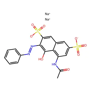 disodium5-acetamido-4-hydroxy-3-phenyldiazenylnaphthalene-2,7-disulfonate structure