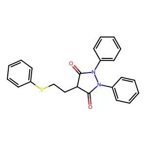 1,2-diphenyl-4-(2-phenylsulfanylethyl)pyrazolidine-3,5-dione structure