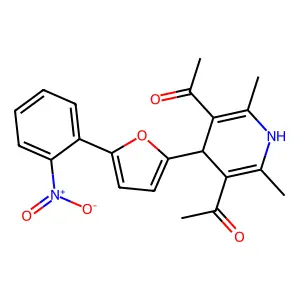 1,1'-(2,6-DIMETHYL-4-(5-(2-NITROPHENYL)FURAN-2-YL)-1,4-DIHYDROPYRIDINE-3,5-DIYL)DIETHANONE structure