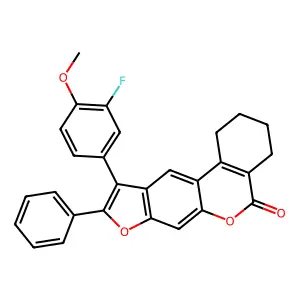 10-(3-fluoro-4-methoxyphenyl)-9-phenyl-1,2,3,4-tetrahydro-5H-benzo[c]furo[3,2-g]chromen-5-one structure