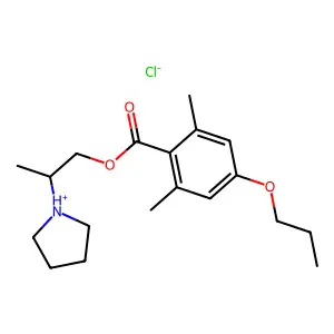 Benzoic acid, 2,6-dimethyl-4-propoxy-, 2-(1-pyrrolidinyl)propyl ester, hydrochloride structure