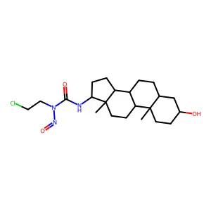 1-(2-chloroethyl)-3-(3-hydroxy-10,13-dimethyl-2,3,4,5,6,7,8,9,11,12,14,15,16,17-tetradecahydro-1H-cyclopenta[a]phenanthren-17-yl)-1-nitrosourea structure