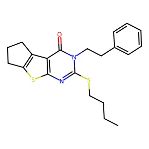 10-butylsulfanyl-11-(2-phenylethyl)-7-thia-9,11-diazatricyclo[6.4.0.02,6]dodeca-1(8),2(6),9-trien-12-one structure