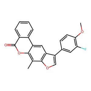 10-(3-fluoro-4-methoxyphenyl)-7-methyl-5H-benzo[c]furo[3,2-g]chromen-5-one structure