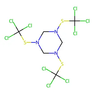 1,3,5-tris(trichloromethylsulfanyl)-1,3,5-triazinane structure