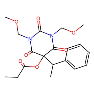 [1,3-bis(methoxymethyl)-2,4,6-trioxo-5-(1-phenylethyl)-1,3-diazinan-5-yl] propanoate structure