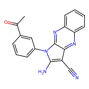 1-(3-acetylphenyl)-2-amino-1H-pyrrolo[2,3-b]quinoxaline-3-carbonitrile structure