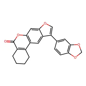 10-(1,3-benzodioxol-5-yl)-1,2,3,4-tetrahydro-5H-benzo[c]furo[3,2-g]chromen-5-one structure