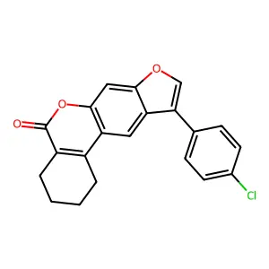 10-(4-chlorophenyl)-1,2,3,4-tetrahydro-5H-benzo[c]furo[3,2-g]chromen-5-one structure