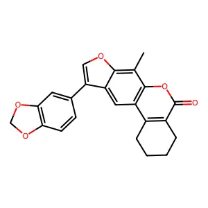 10-(1,3-benzodioxol-5-yl)-7-methyl-1,2,3,4-tetrahydro-5H-benzo[c]furo[3,2-g]chromen-5-one structure