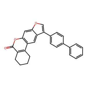 10-(biphenyl-4-yl)-1,2,3,4-tetrahydro-5H-benzo[c]furo[3,2-g]chromen-5-one structure
