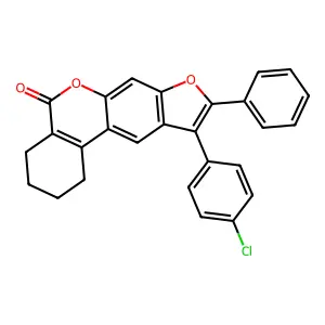 10-(4-chlorophenyl)-9-phenyl-1,2,3,4-tetrahydro-5H-benzo[c]furo[3,2-g]chromen-5-one structure