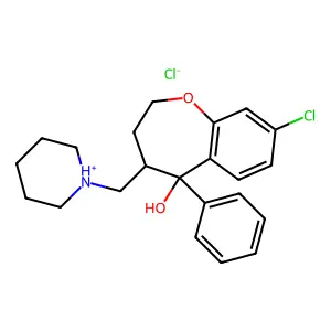 (cis)-(+-)-2,3,4,5-Tetrahydro-8-chloro-5-phenyl-4-(1-piperidinylmethyl)-1-benzoxepin-5-ol HCl structure