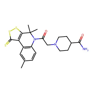 1-[2-oxo-2-(4,4,8-trimethyl-1-thioxo-1,4-dihydro-5H-[1,2]dithiolo[3,4-c]quinolin-5-yl)ethyl]piperidine-4-carboxamide structure