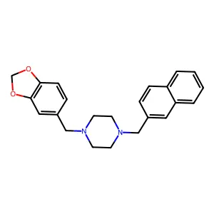 1-(1,3-benzodioxol-5-ylmethyl)-4-(naphthalen-2-ylmethyl)piperazine structure