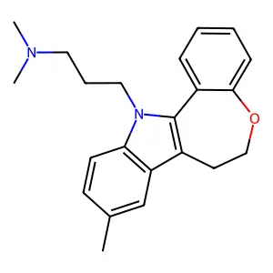 N,N-dimethyl-3-(9-methyl-6,7-dihydro-[1]benzoxepino[5,4-b]indol-12-yl)propan-1-amine structure