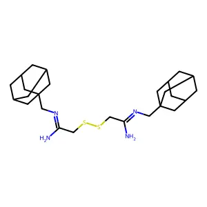 N'-(1-adamantylmethyl)-2-[[2-(1-adamantylmethylimino)-2-aminoethyl]disulfanyl]ethanimidamidedihydrochloride structure
