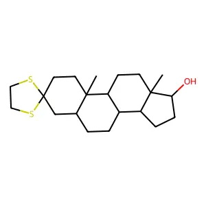 10,13-dimethylspiro[1,2,4,5,6,7,8,9,11,12,14,15,16,17-tetradecahydrocyclopenta[a]phenanthrene-3,2'-1,3-dithiolane]-17-ol structure