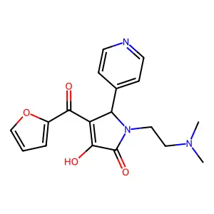 1-[2-(dimethylamino)ethyl]-3-(furan-2-carbonyl)-4-hydroxy-2-pyridin-4-yl-2H-pyrrol-5-one structure