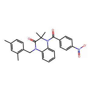 1-[(2,4-dimethylphenyl)methyl]-3,3-dimethyl-4-(4-nitrobenzoyl)quinoxalin-2-one structure